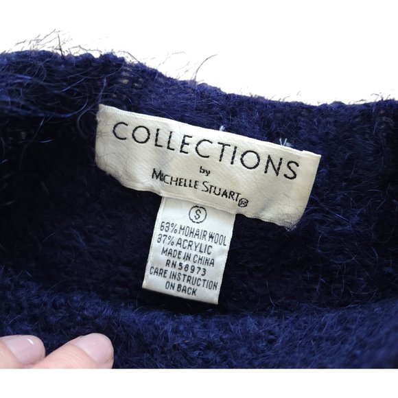 Vintage navy abstract mohair blend sweater - Picture 5 of 7